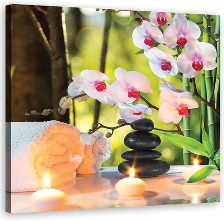 Feeby Obraz Na Płótnie Spa Świece I Kwiaty Orchidei (Rozmiar 50X50)