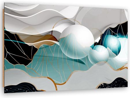 Feeby Obraz Deco Panel Turkusowa Abstrakcja Z Kulami 3D (Rozmiar 60X40)