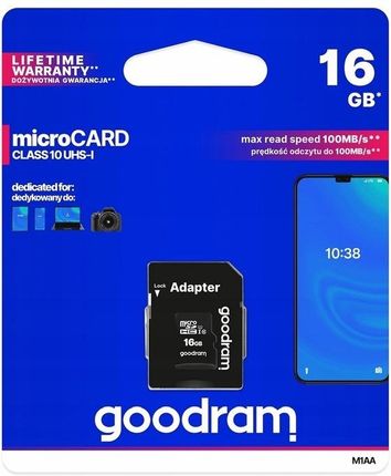 Karta pamięci SDHC Goodram 16 GB + Adapter