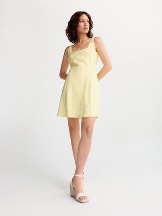 Reserved - Sukienka mini z wiskozy - Żółty