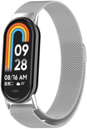 Bizon Pasek Strap Watch Chain Do Xiaomi Mi Smart Band 8 Srebrny