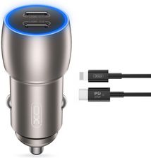 Markowe Xo Ładowarka Samochodowa Cc51 Pd 40W 2X Usb C Szara Kabel Usb C Lightning