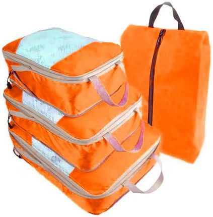 Organizer do walizki i szafy zestaw 4 sztuk toreb PRETORIA pomarańczowy neonowy