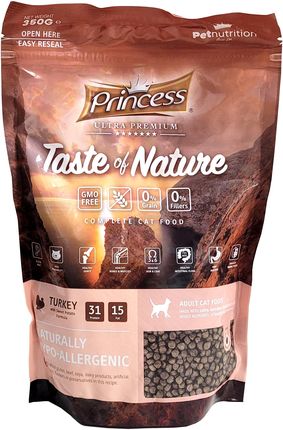Princess Taste of Nature Ultra Premium Hypoalergiczna z mięsa Indyka karma bez Zbóż Dla Kota 350g