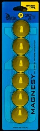 Tetis Magnesy Do Tablic Żółte Gładkie 6Szt. Gm301-Py6