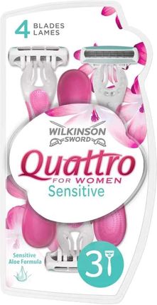Wilkinson Quattro For Women Sensitive Jednorazowe Maszynki Do Golenia 3 szt.