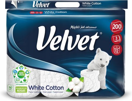 Velvet Papier Toaletowy White Cotton 12 Rolek