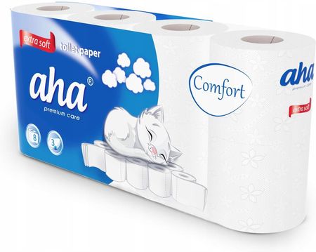 Aha Papier Toaletowy Comfort Biały 3-W 8 Rolek