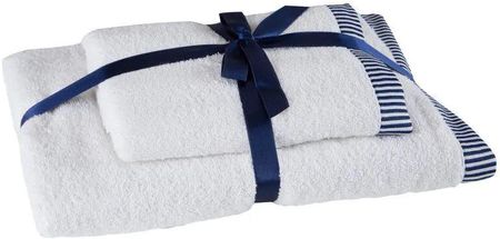 Eurofirany Komplet Ręczników Bawełnianych Z Roślinnym Wzorem Kos 50X90 + 70X140 Biały 104384