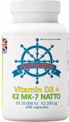 Navigator Supplements witamina D3 10000 Iu K2 MK7 200 mcg 240kaps