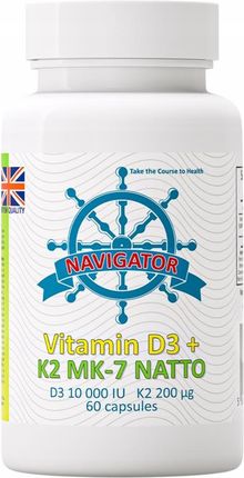 Navigator Supplements witamina D3 10000 Iu K2 MK7 200 mcg 60kaps