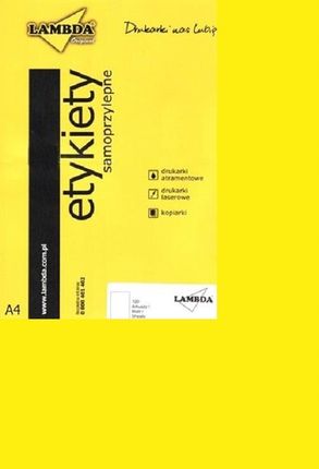 Lambda Etykiety Samoprzylepne Żółte Fluo 190X61