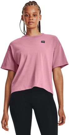 Damski t-shirt z nadrukiem Under Armour Logo LC Oversized HW SS - różowy