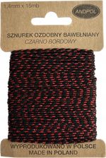 Zdjęcie Sznurek Ozdobny Bawełniany Czarno Bordowy 15Mb - Mrocza