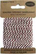 Zdjęcie Sznurek Ozdobny Prezentowy Biało Bordowy 15Mb - Sompolno