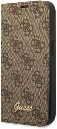 Guess Etui Do Apple Iphone 14 Pro 6 1" Brązowy Brown Book 4G Vintage Gold Logo