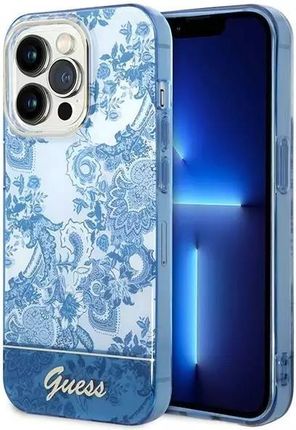 Guess Etui Do Apple Iphone 14 Pro 6 1" Niebieski Blue Hardcase Porcelain Collection