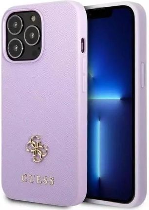 Guess Etui Do Apple Iphone 13 Pro 6 1" Purpurowy Purple Hardcase Saffiano 4G Small Metal Logo