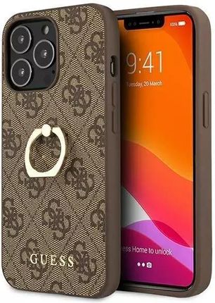 Guess Etui Do Apple Iphone 13 Pro 6 1" Brązowy Brown Hardcase 4G With Ring Stand