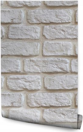 Muralo W Rolce Białe Postarzane Cegły Mur Wzór 3D