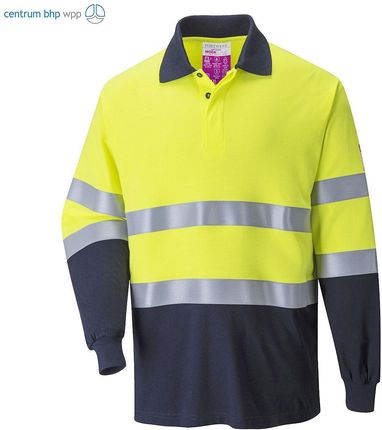 Portwest Fr74 Dwukolorowa Koszulka Polo Trudnopalna I Antystatyczna Żółty/Granatowy