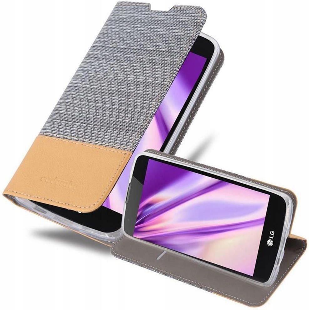 Cadorabo Custodia A Libro Portafoglio Per LG K8 2016 | Grigio Chiaro/Marrone, Chiusura Magnetica, Vani Per Carte - 2