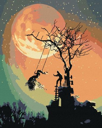 Malowanie po numerach Halloween i pełnia księżyc
