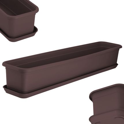 Kadax Skrzynka Balkonowa Z Podstawką Evron 80cm Brązowa (K8932) - zdjęcie 3