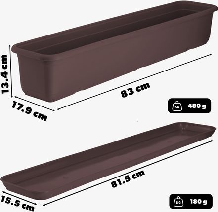 Kadax Skrzynka Balkonowa Z Podstawką Evron 80cm Brązowa (K8932) - zdjęcie 5