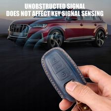 Ontto Cover Chiave Auto In Carbonio Per Audi A6 A7 A8 Q7 Q8 E-tron 2018-2020 – Guscio Protettivo In ABS E Silicone Con Portachiavi (3 Tasti)