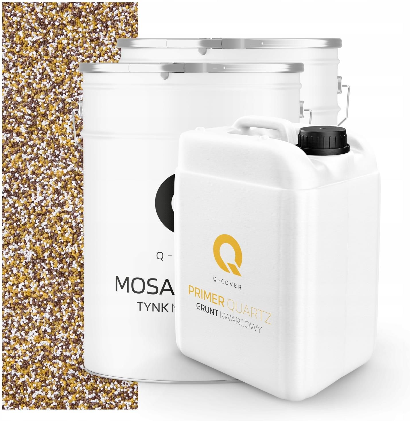 Tynk QCover Tynk Mozaikowy Grunt Zestaw BrązowoMusztardowy 50kg