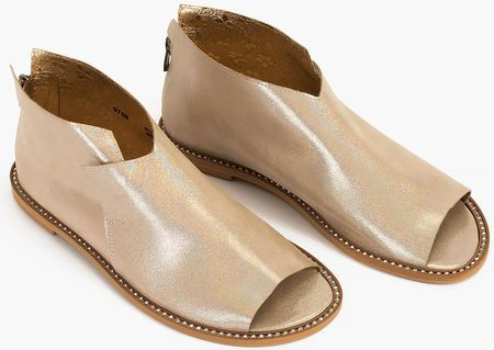 Złote sandały damskie nubukowe saszki 024-8679-4091