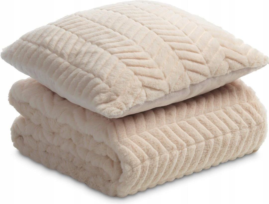 Zestaw Koc I Poduszka Dormeo Warm Hug Lux Beżowy 80d52dd81f7e48e5