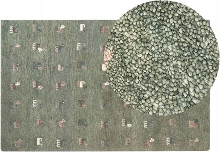 Beliani Dywan Wełniany We Wzór 140X200 Cm Zielony a1be6762-6991-43b5-9173-4d4ce68a8cd3