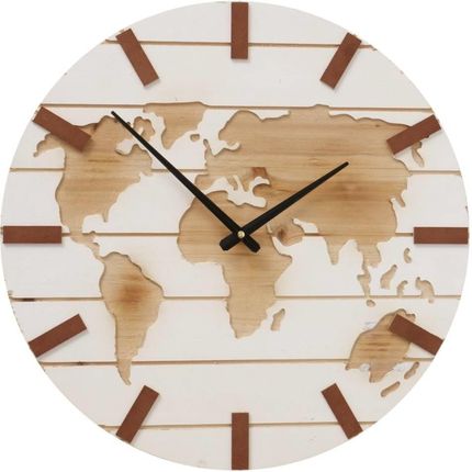 Boltze Home Drewniany Zegar Ścienny Global Ø 50cm