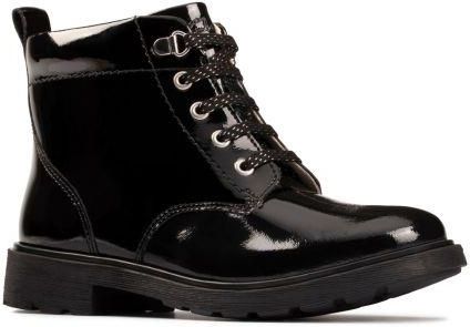 Dziecięce buty zimowe Clarks Astrol Lace G kolor black patent leather 26153546