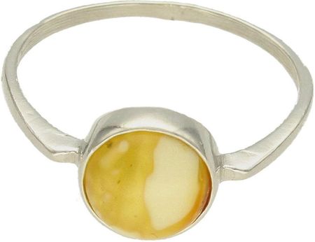 Diament Srebrny pierścionek damski 925 z żółtym bursztynem bałtyckim