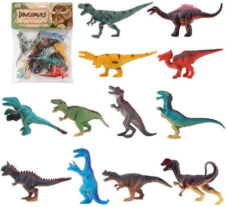 Trifox Duży Zestaw Figurki Dinozaury Paczka 12 Szt Gumowe