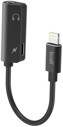 Budi Adapter Lightning do AUX mini jack 3.5mm + Lightning (czarny)