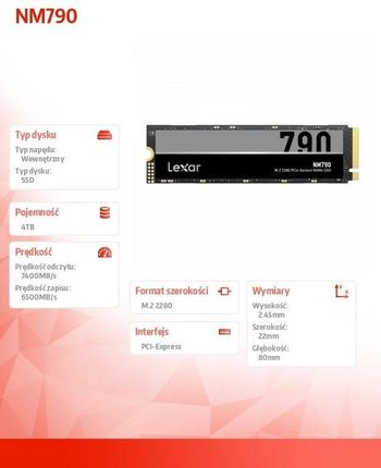 【購入証明付】Lexar SSD M.2 NM790 2TB 2枚セット 4TB Lexar 2TB M.2 PCIe Gen4 NVMe NM790 - Dyski SSD - Sklep