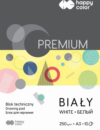 Blok Techniczny Biały A3 Premium 250G Happy Color Pakiet 10Szt.