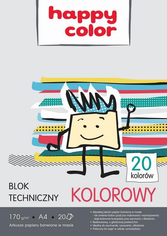 Zdjęcie Blok Techniczny Kolorowy A4 170G Happy Color Pakiet 10Szt. - Mońki