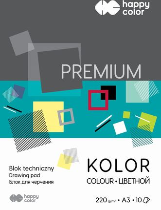 Blok Techniczny Kolorowy A3 Premium 220G Happy Color Pakiet 10Szt.
