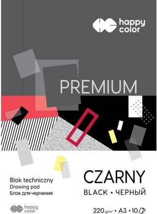 Blok Techniczny Czarny A3 Premium 220G Happy Color Pakiet 10Szt.