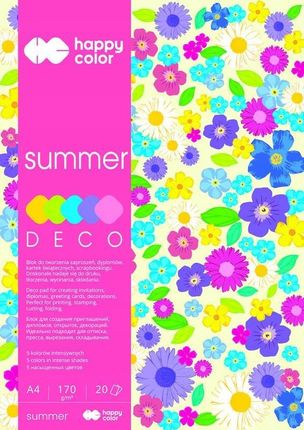 Happy Color Blok Deco Summer A4 5 Kolorów 20 Arkus