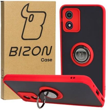 Etui Bizon Case Hybrid Ring do Motorola Moto E13, czerwone