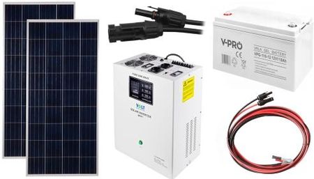 Off-gridowy zestaw solarny 1400W - Panele 180W, GEL 110AH, Przewody do połączenia, Zasilacz awaryjny SinusPRO 2200S 12V + 60A MPPT Inwerter Solarny