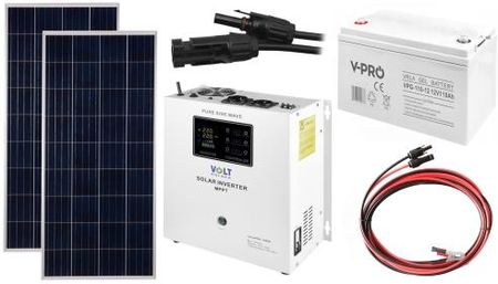 Off-gridowy zestaw solarny 1050W - Panele 180W, GEL 110AH, Przewody do połączenia, Zasilacz awaryjny SinusPRO 1500S 12V + 40A MPPT Inwerter Solarny