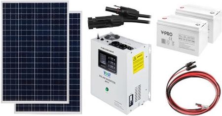 Off-gridowy zestaw solarny 1800W - Panele 110W, 2xGEL 110AH, Przewody do połączenia, Zasilacz awaryjny SinusPRO 2500S 24V + 40A MPPT Inwerter Solarny