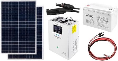 Off-gridowy zestaw solarny 1400W - Panele 110W, GEL 110AH, Przewody do połączenia, Zasilacz awaryjny SinusPRO 2200S 12V + 60A MPPT Inwerter Solarny